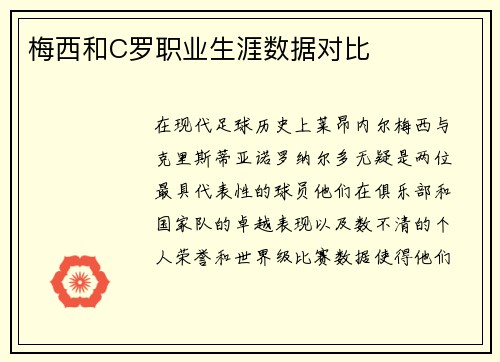梅西和C罗职业生涯数据对比